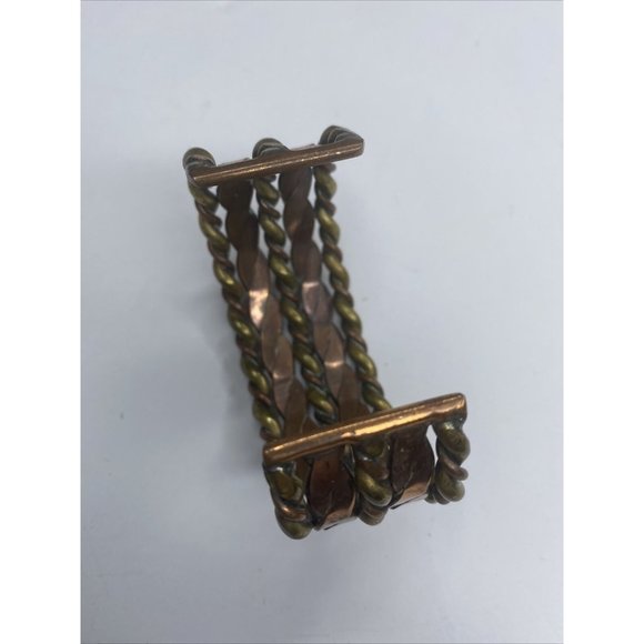 Copper & Metal Cuff Bracelet Twisted Braided 1" Wide - Picture 3 of 6